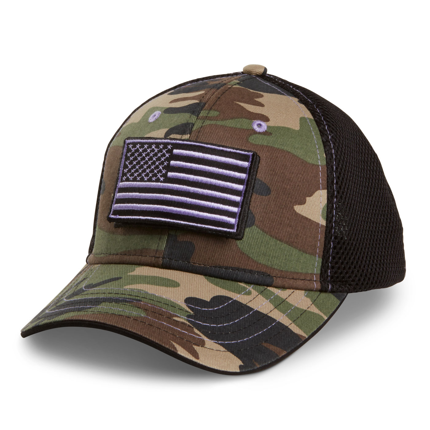 Ladies’ Camo Mesh Cap with Removable Flag Patch