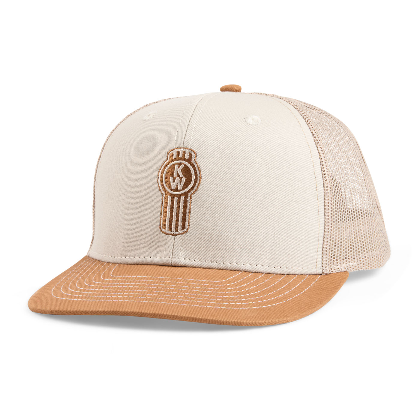 Tri-Color Contrast-Stitch Mesh Cap