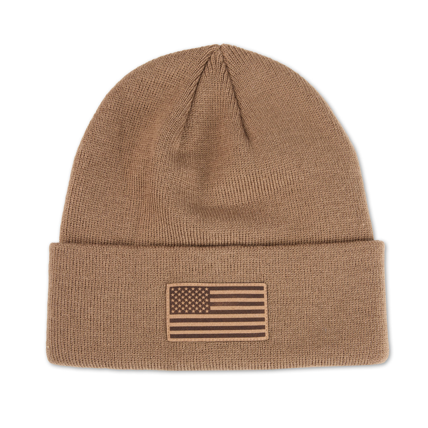 Tonal American Flag Suede Patch Beanie